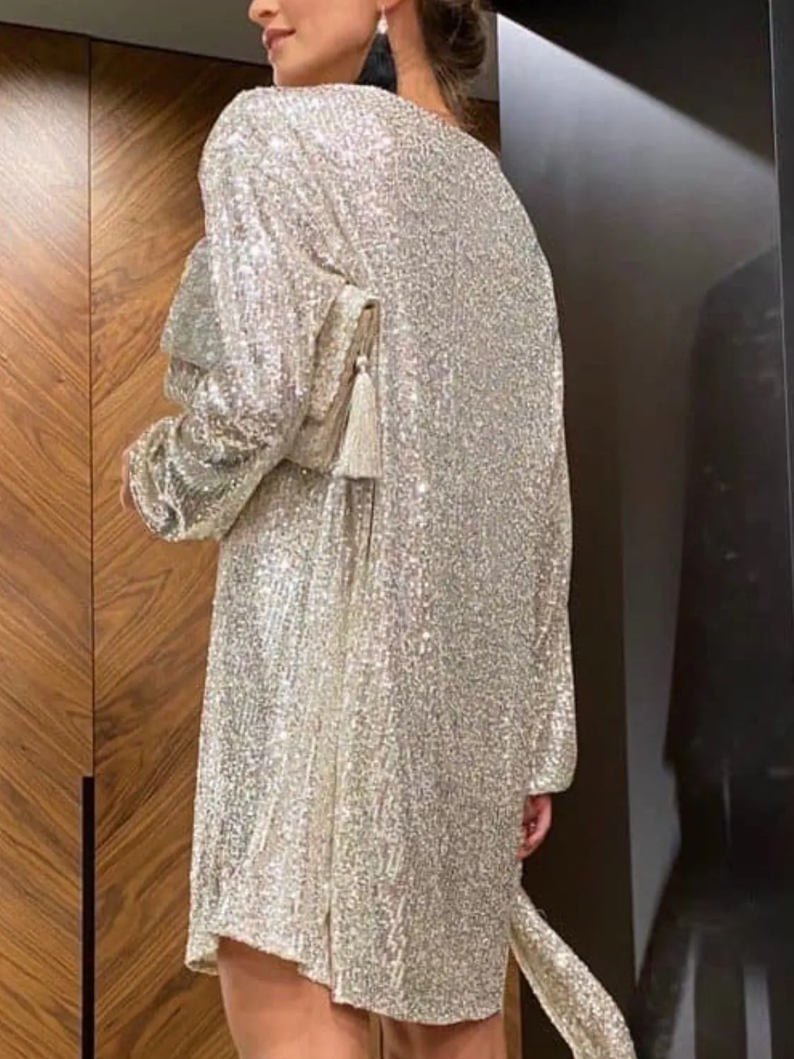 Sequin Long Sleeve Mini Dress
