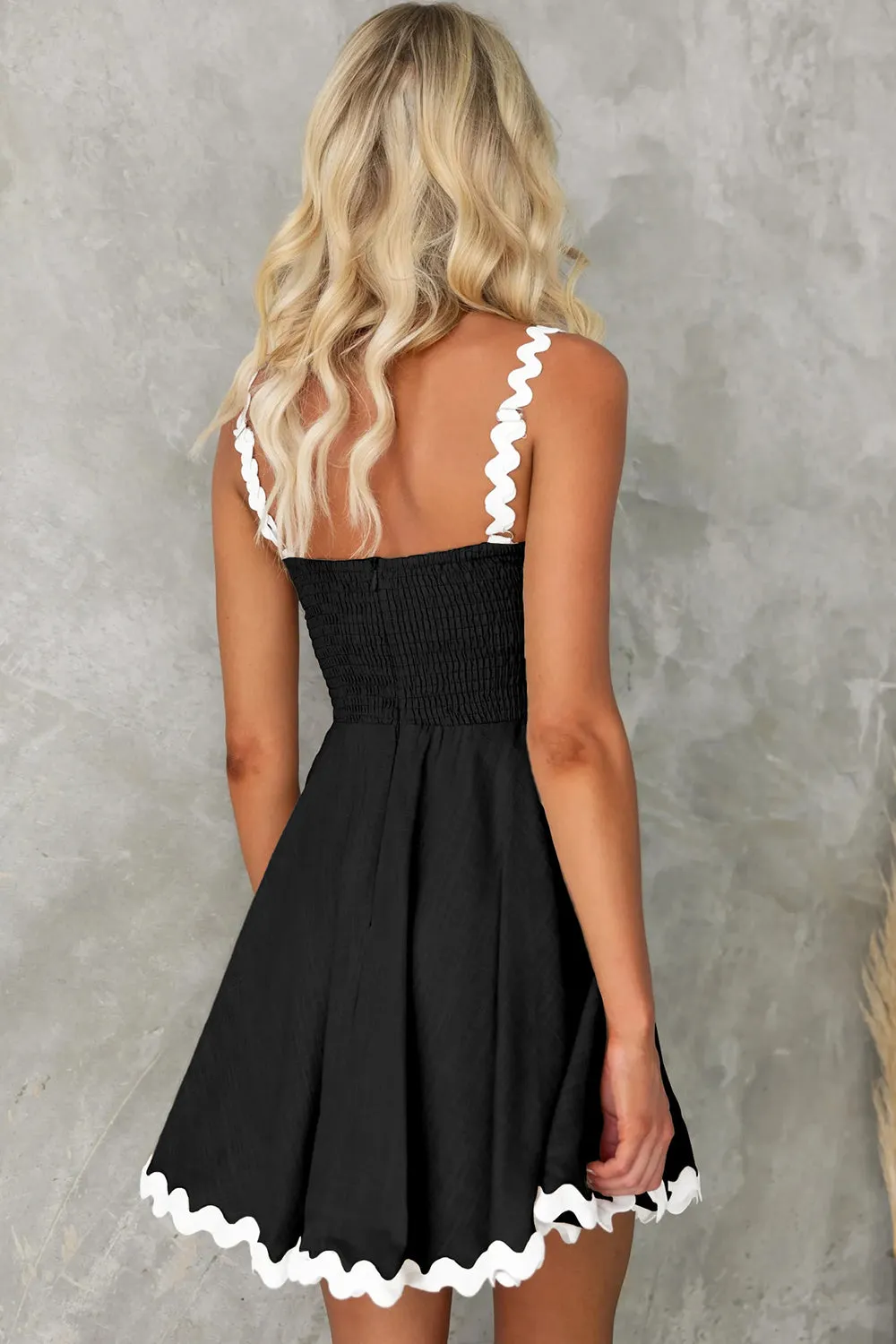 Sevyn Contrast Trim Square Neck Mini Dress