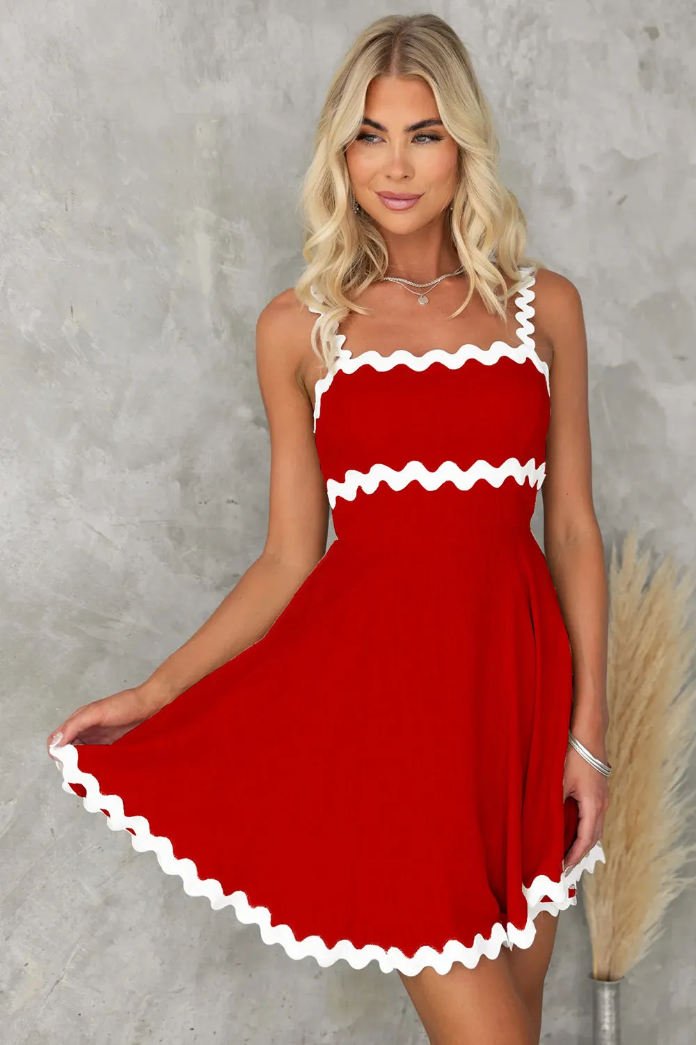 Sevyn Contrast Trim Square Neck Mini Dress