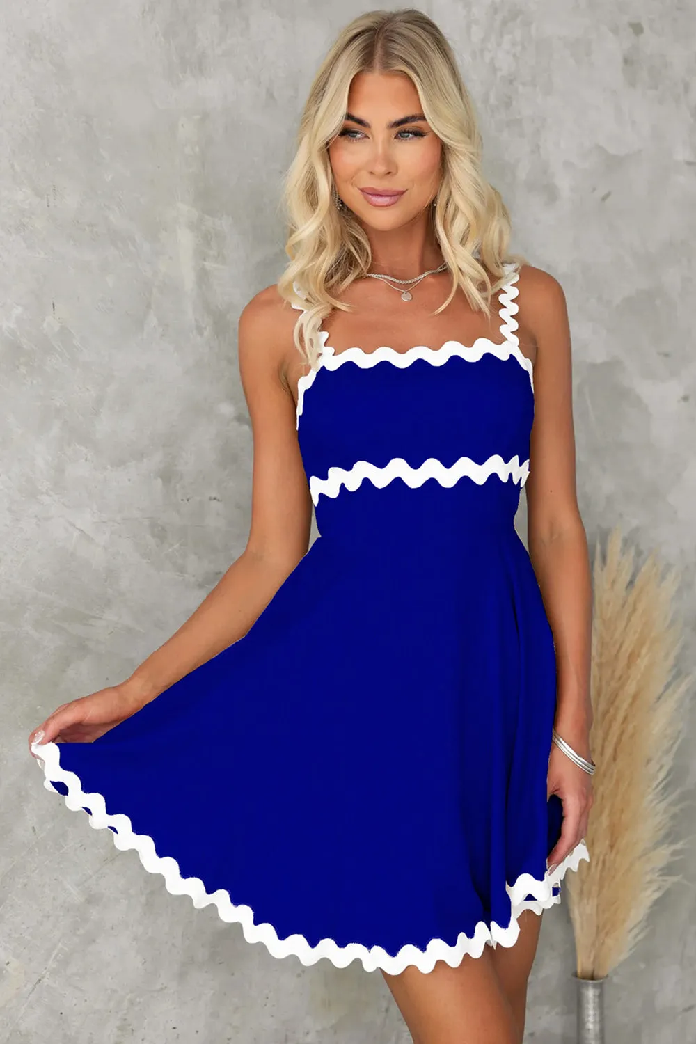 Sevyn Contrast Trim Square Neck Mini Dress