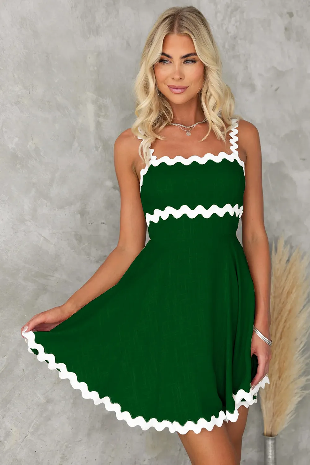 Sevyn Contrast Trim Square Neck Mini Dress