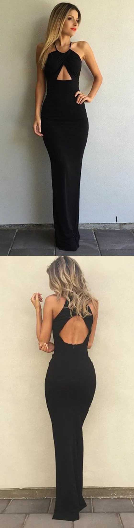 Sexy Open Back Mermaid Greatest Cheap Black Long Prom Dress OKE50