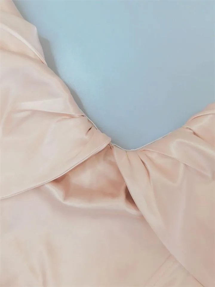 Sexy Satin Off Shoulder Strapless Bodice Fold Dress For Party