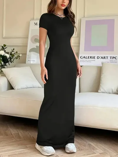 Short Sleeve Maxi Tee Dress
