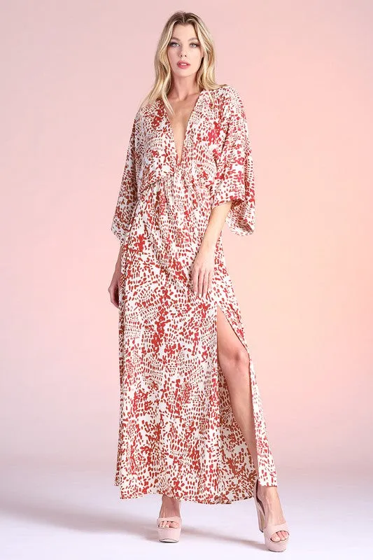 Siena Texture Print Kimono Maxi