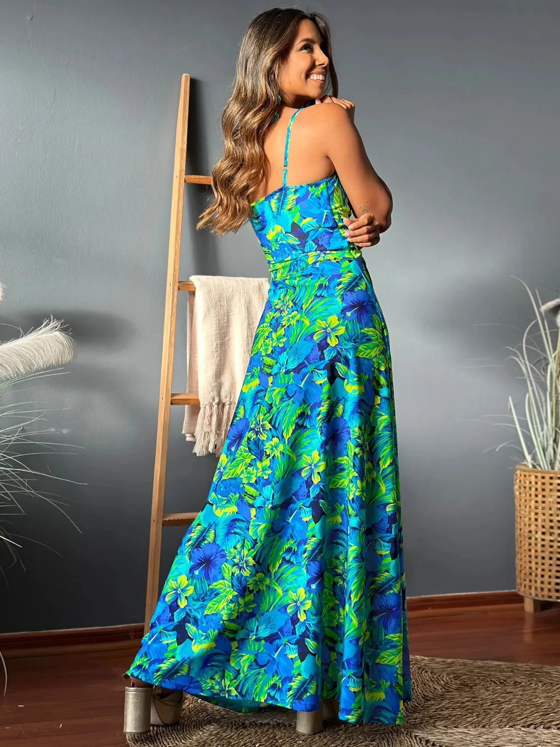 Siena Twisted Printed V-Neck Cami Dress