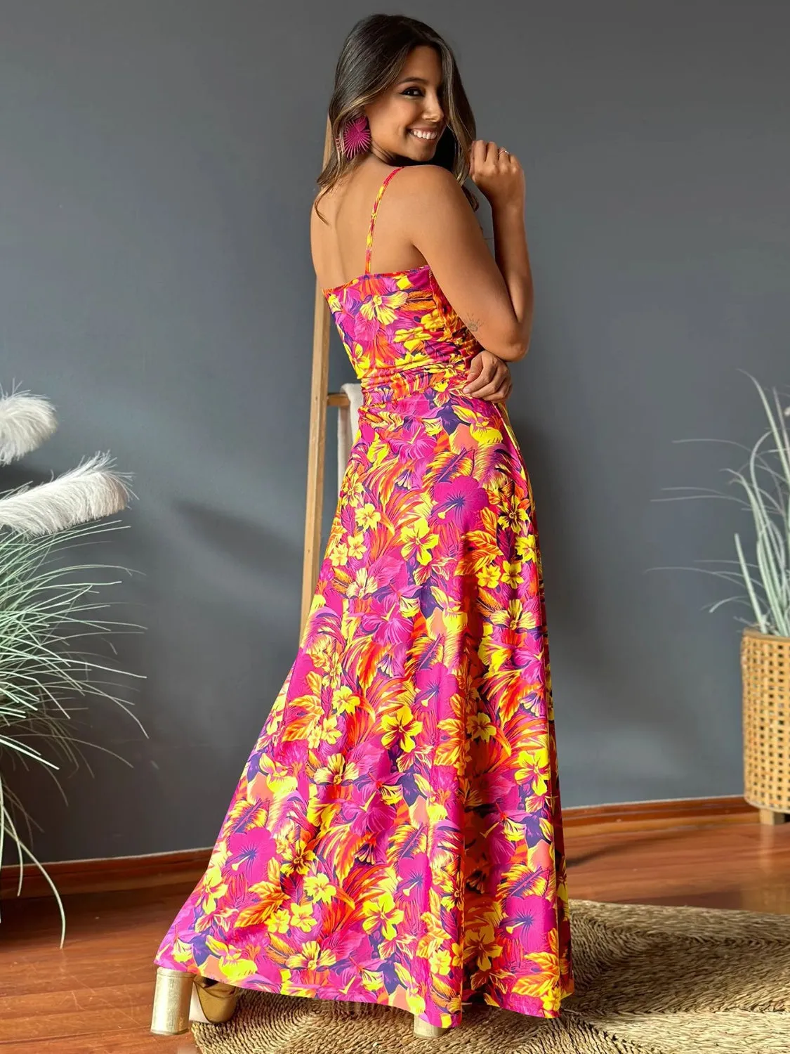 Siena Twisted Printed V-Neck Cami Dress