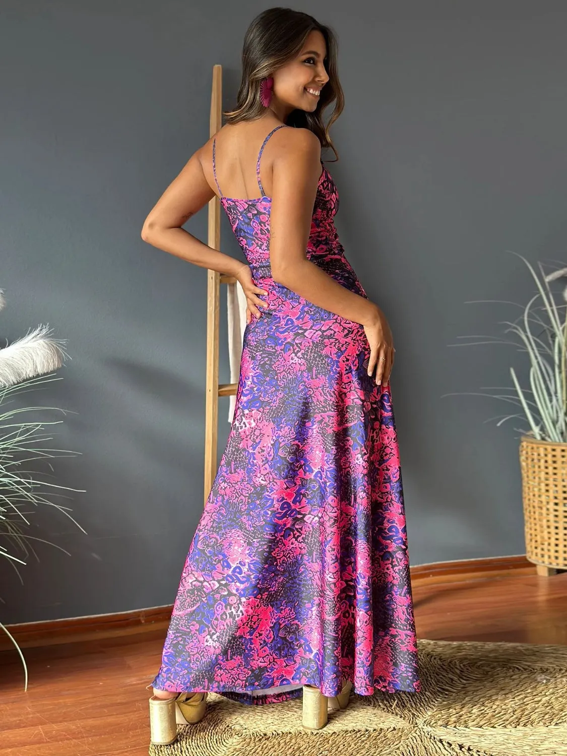 Siena Twisted Printed V-Neck Cami Dress