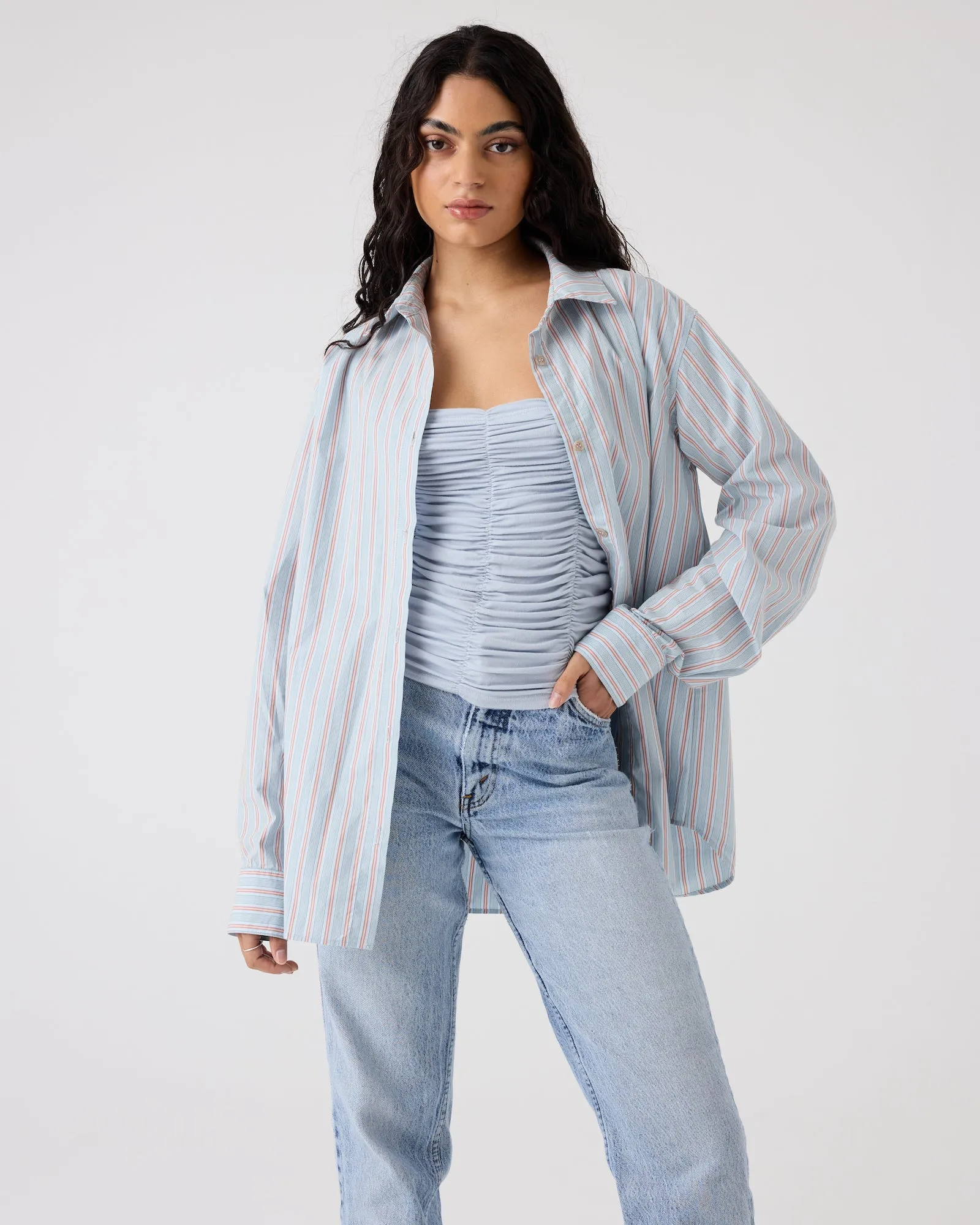 Sienna Shirt | Japanese Stripe | Pale Blue
