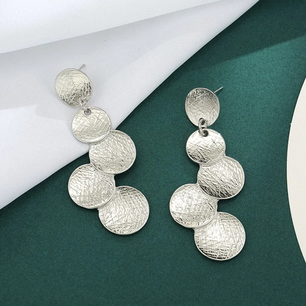 Silver-Plated Coin Cluster Drop Earrings