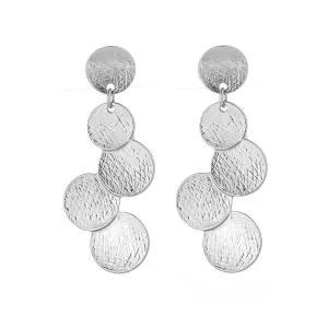 Silver-Plated Coin Cluster Drop Earrings