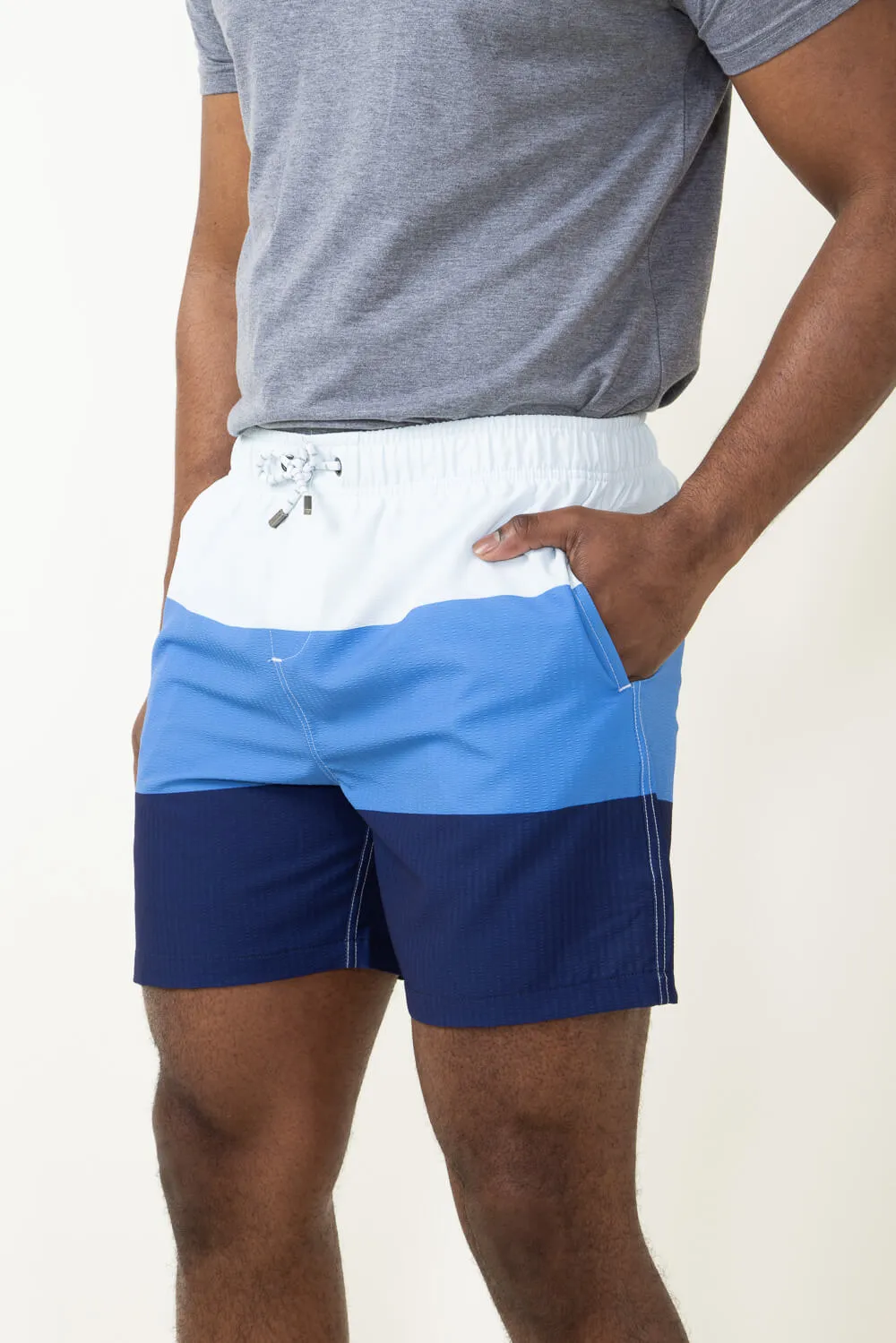 Simply Southern Tricolor Swim Shorts for Men in Blue | PP-0124-MN-SWIMSHORT-REGATTA