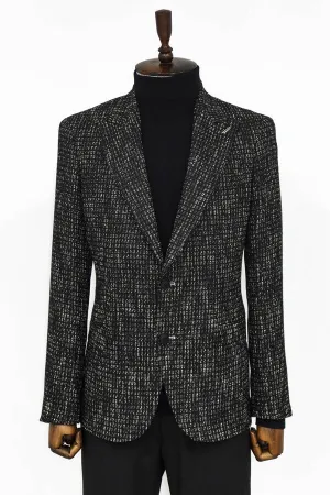 Slim Fit Patterned Sport Black Men Blazer - Wessi