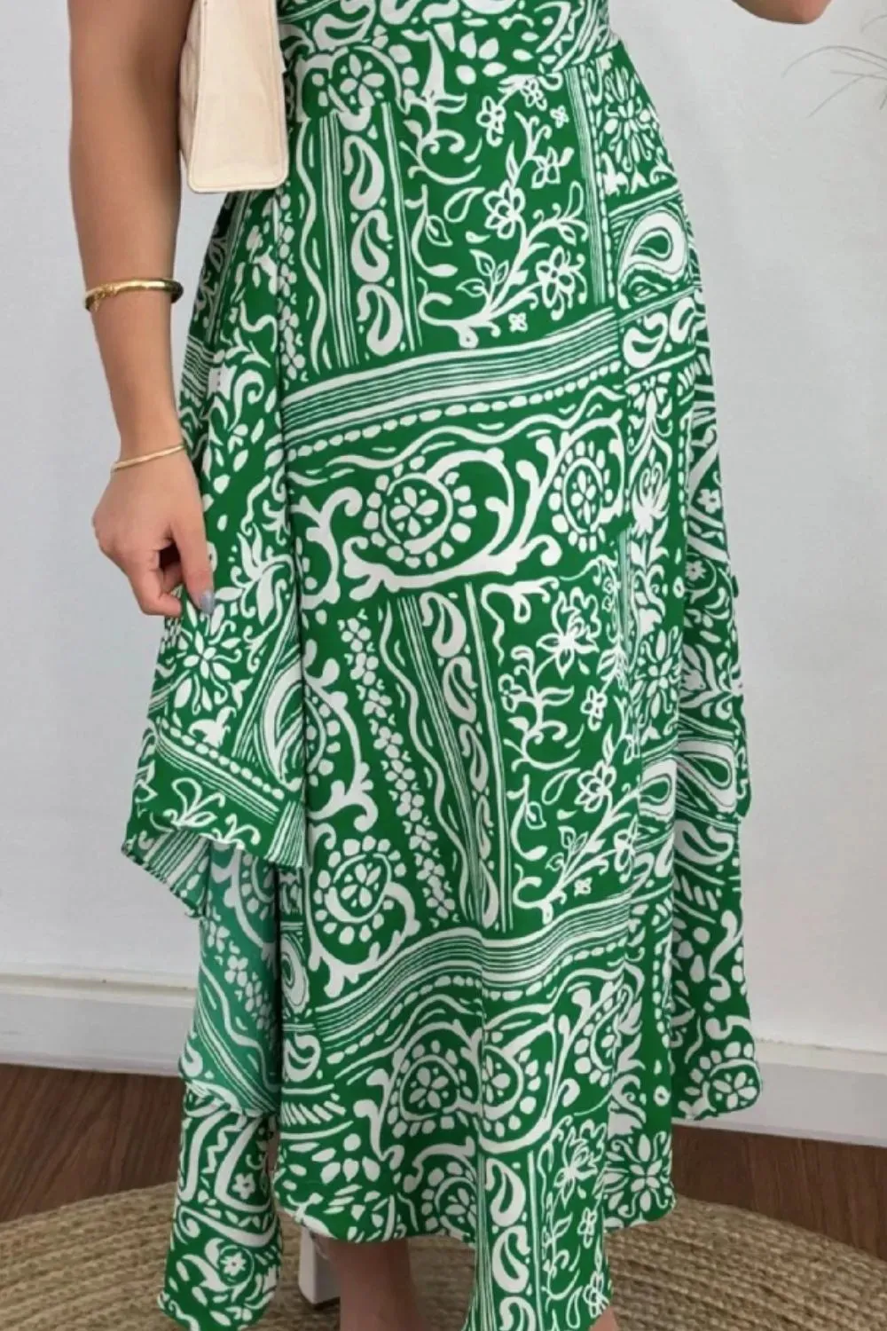 Smocked Printed Halter Neck Dress