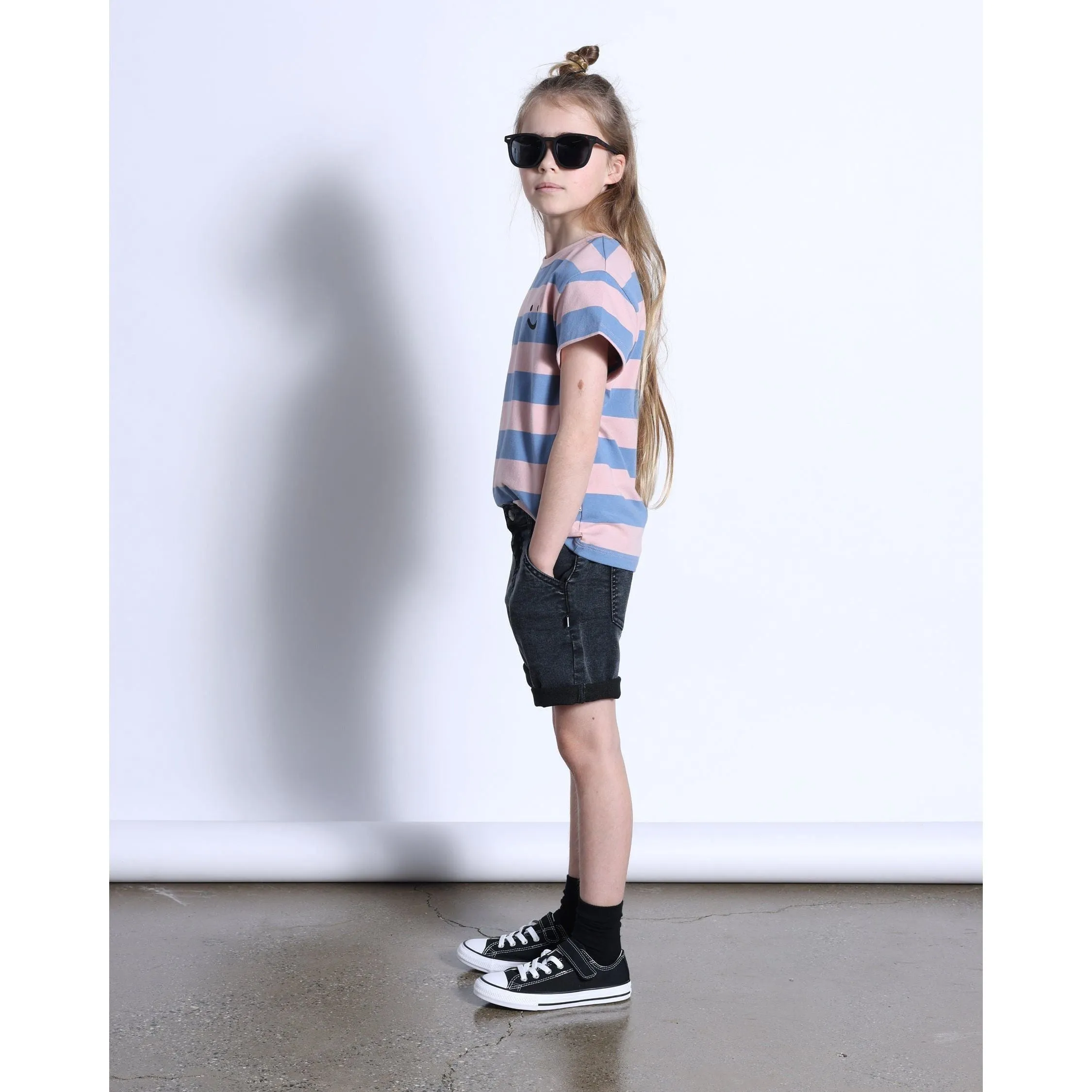 Soft Feel Denim Short- Washed Black