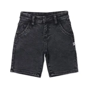 Soft Feel Denim Short- Washed Black