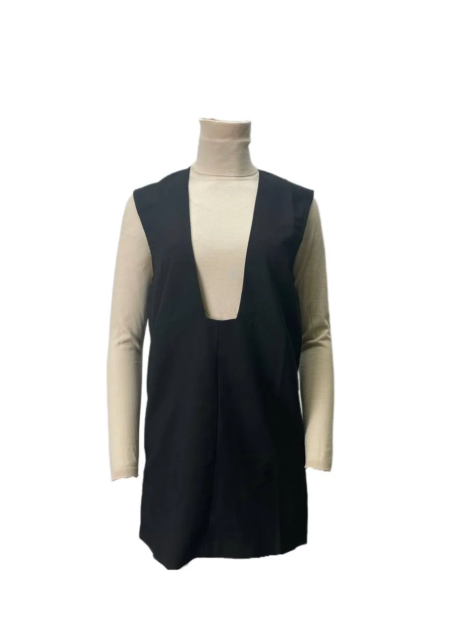 SOLACE London Women's Black Lacy Maxi Deep Neck Dress NWT
