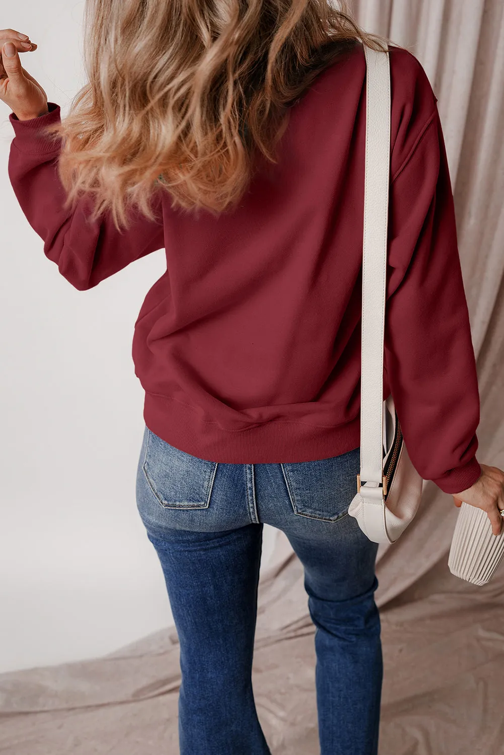 Solid Fleece Lined Terry Sweatshirt