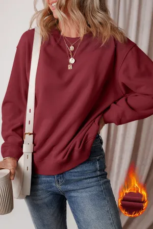 Solid Fleece Lined Terry Sweatshirt