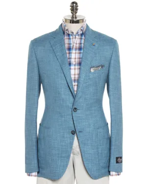 Solid Teal Wool Blend Textured Sportcoat