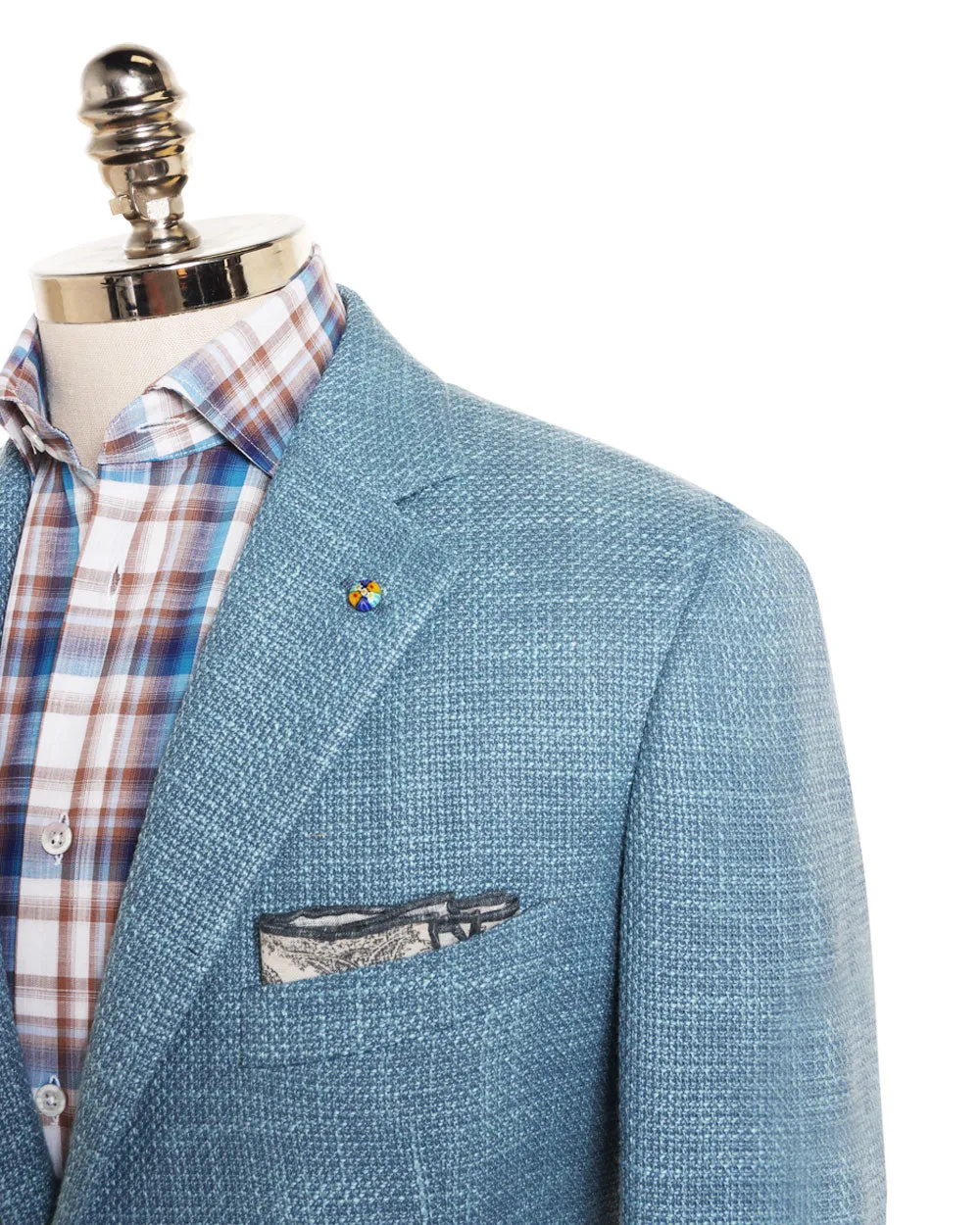 Solid Teal Wool Blend Textured Sportcoat