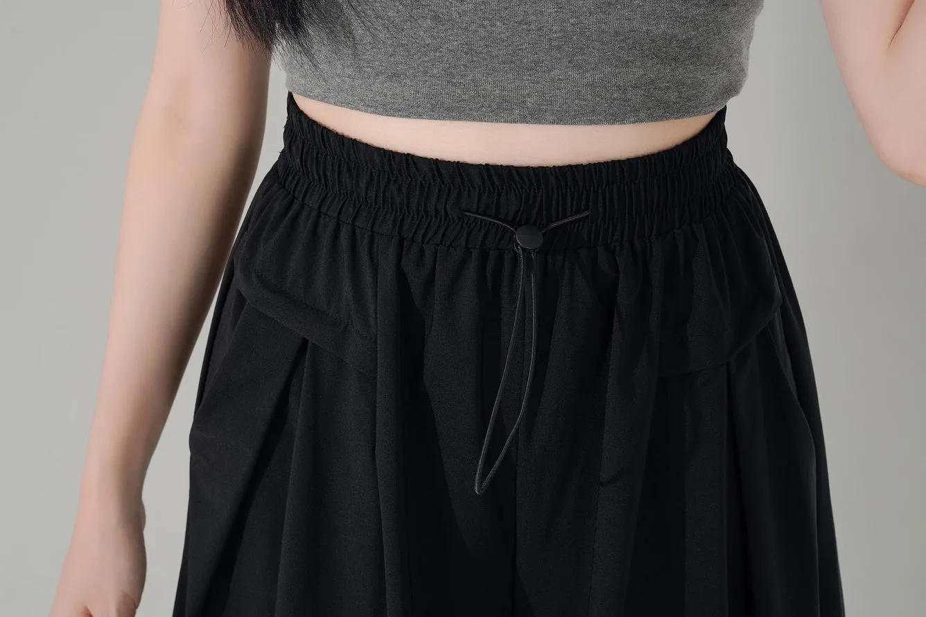 Solid Wide Leg Capri Shorts Made from Soft Silk-Cotton