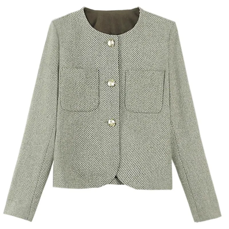 Sophisticated Women's Textured Print Blazer with Patch Pocket