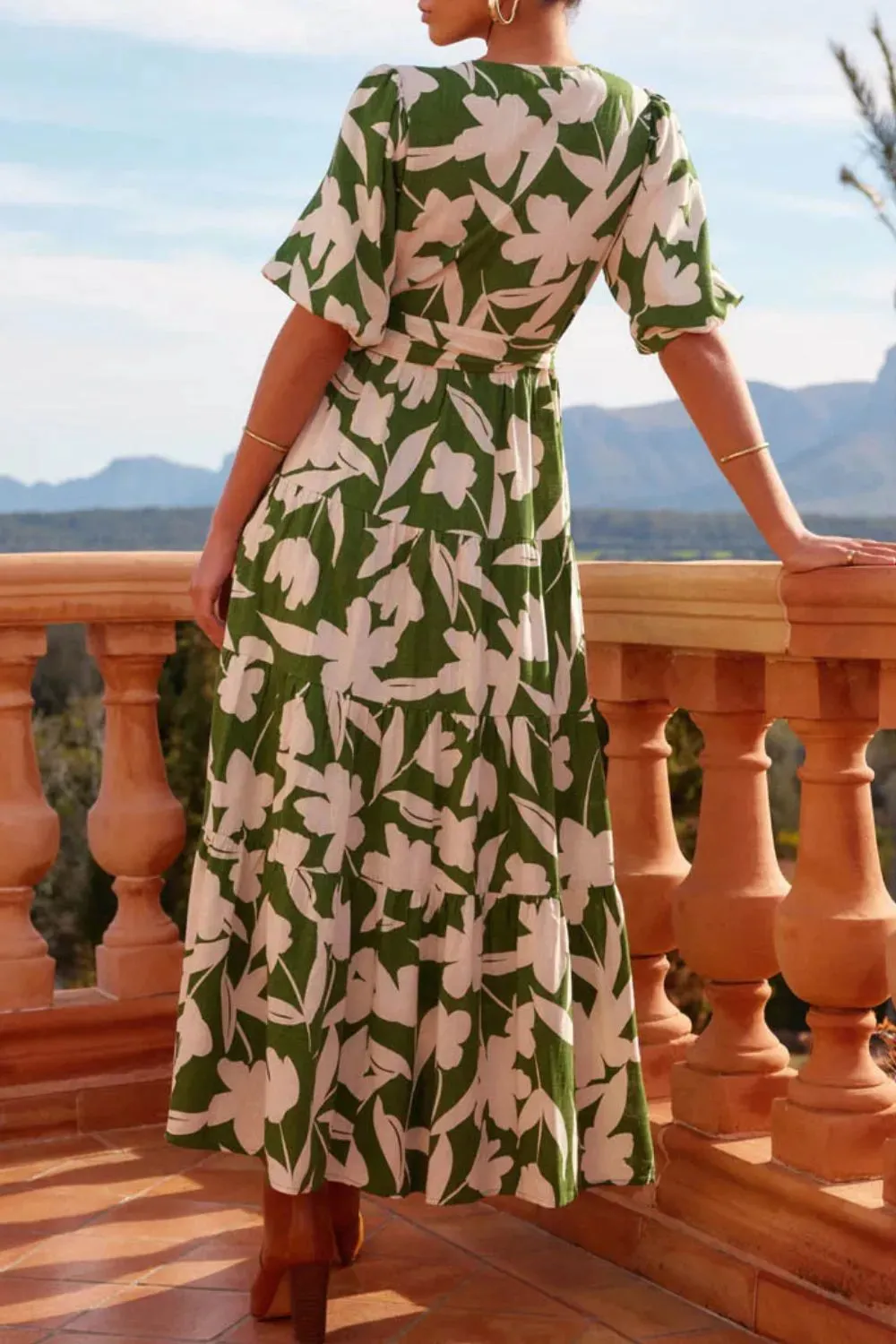 Split Surplice Half Sleeve Dress