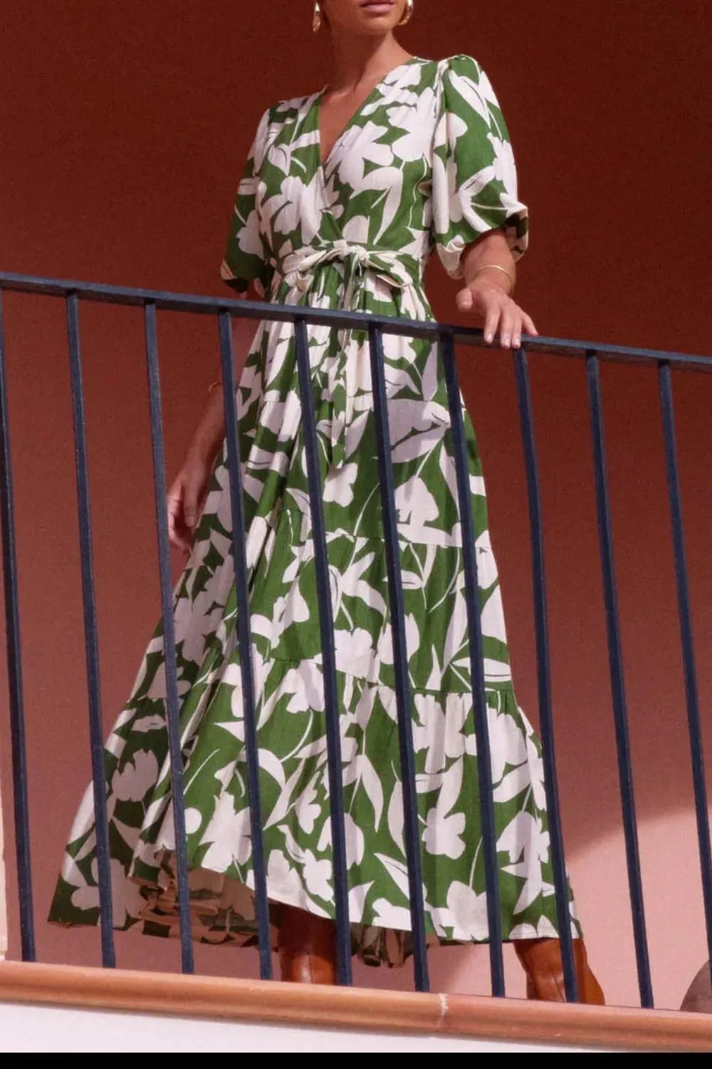 Split Surplice Half Sleeve Dress