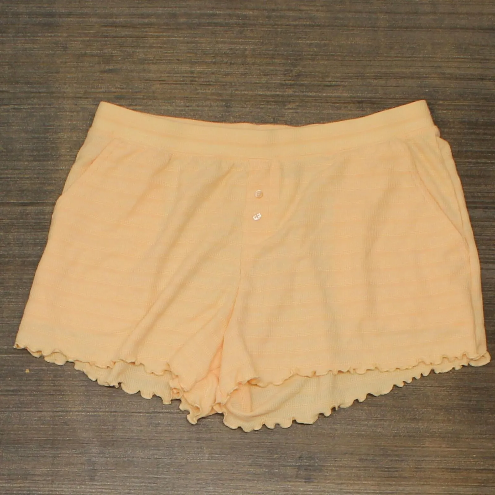 Stars Above Women's Textured Knit Pajama Lounge Shorts ZG5M7 Orange M