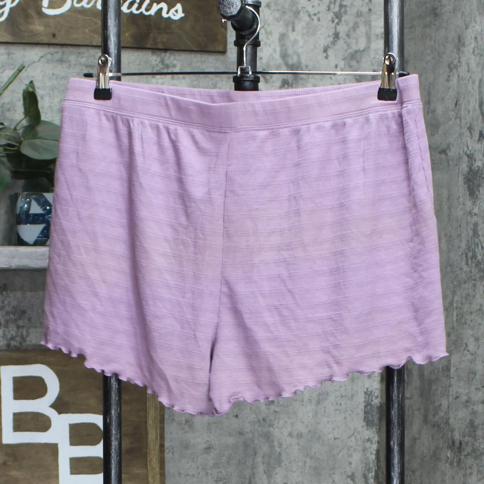 Stars Above Women's Textured Knit Pajama Lounge Shorts ZG5M7 Purple XL