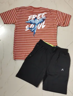 Stripes T-shirt and shorts combo