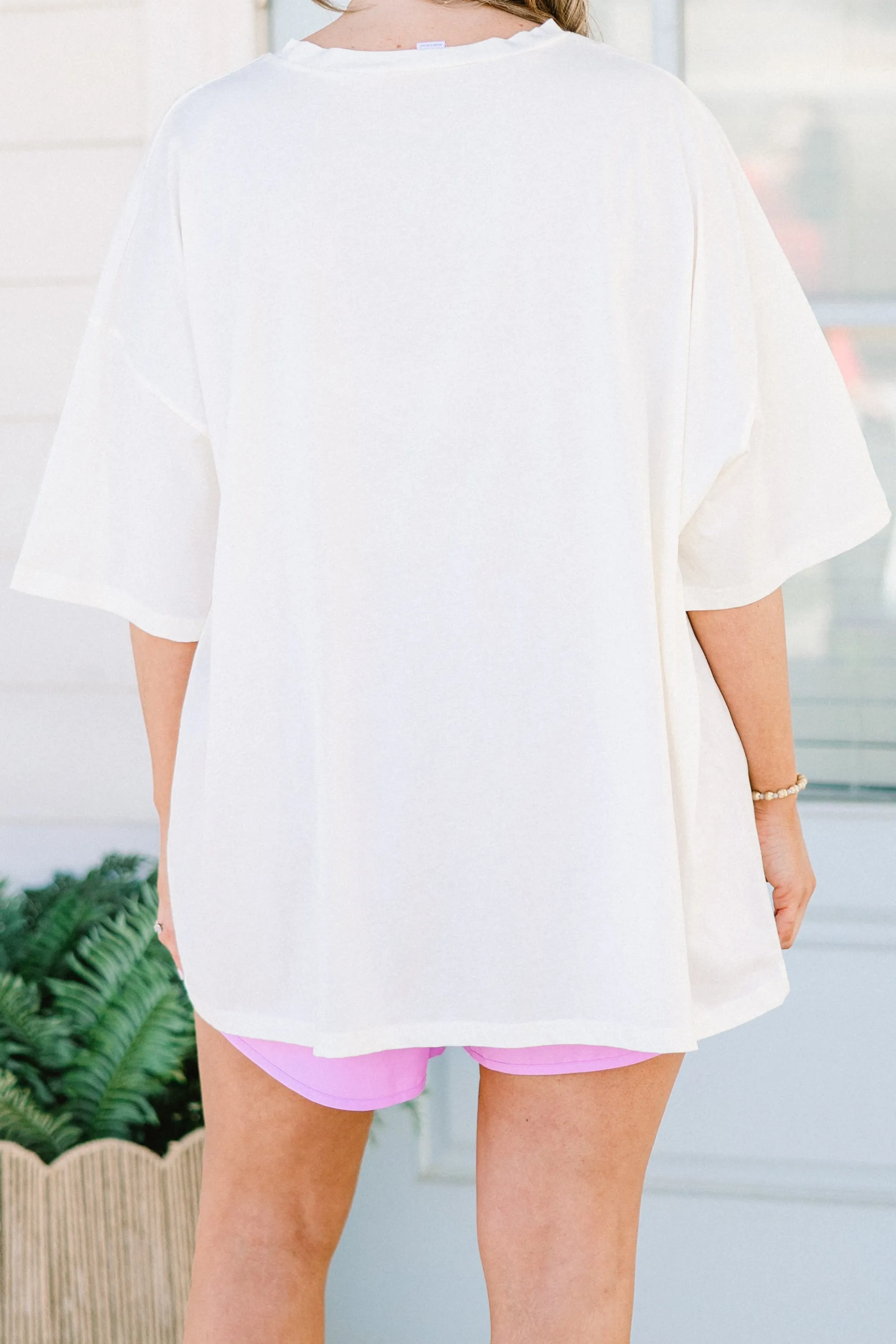 Summer of Stripes Boyfriend Tee, Ivory