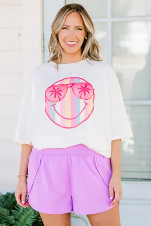 Summer of Stripes Boyfriend Tee, Ivory