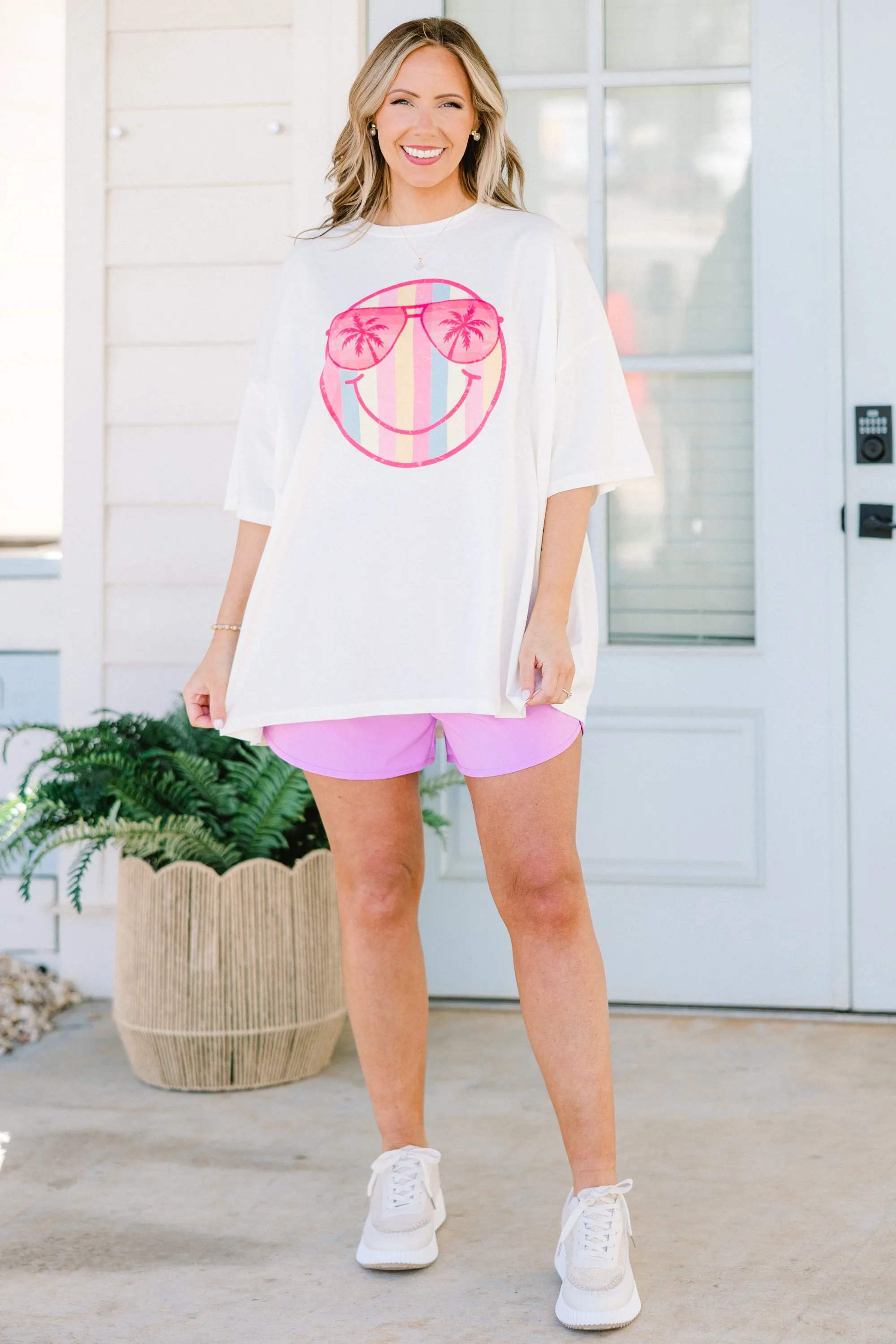 Summer of Stripes Boyfriend Tee, Ivory