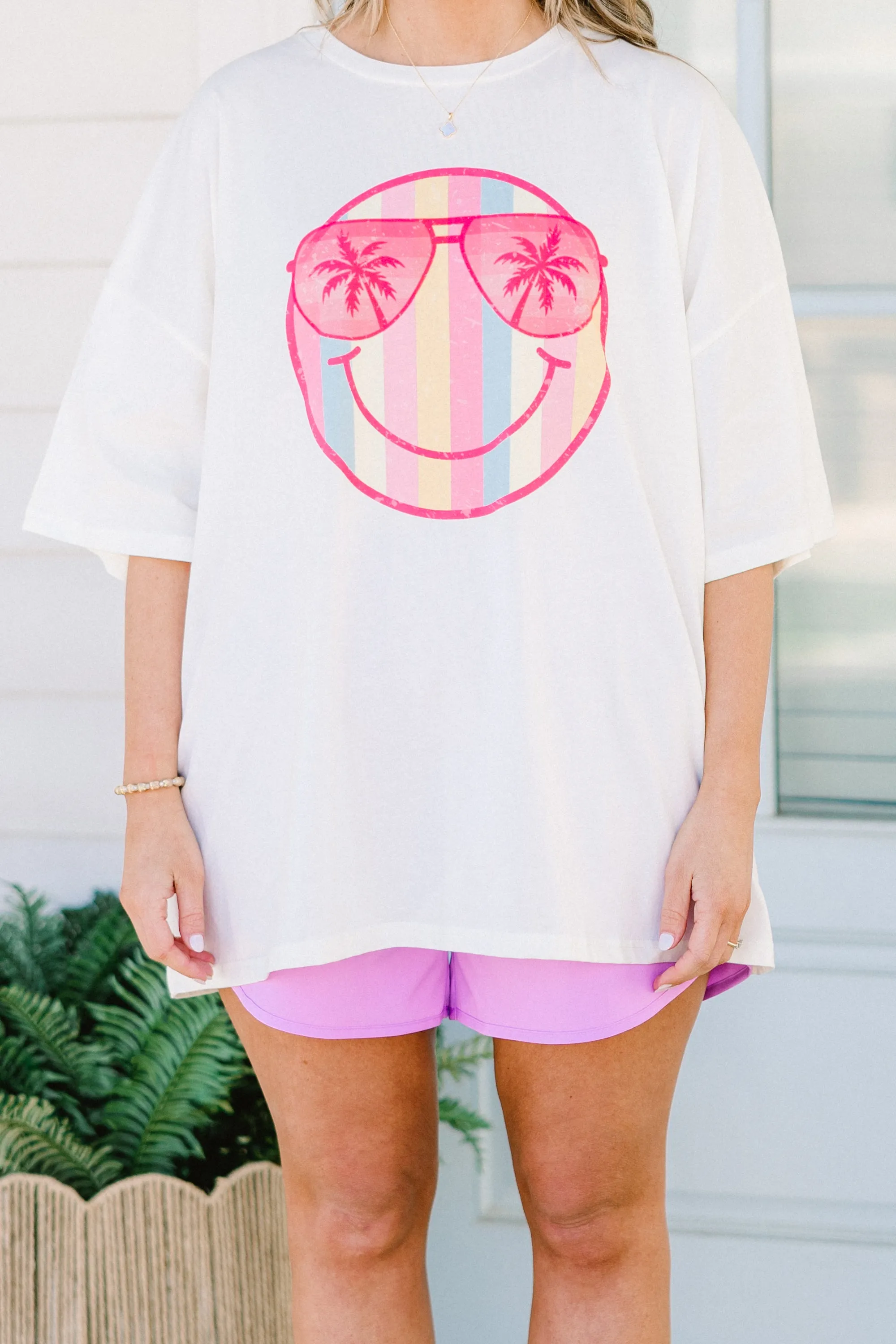 Summer of Stripes Boyfriend Tee, Ivory