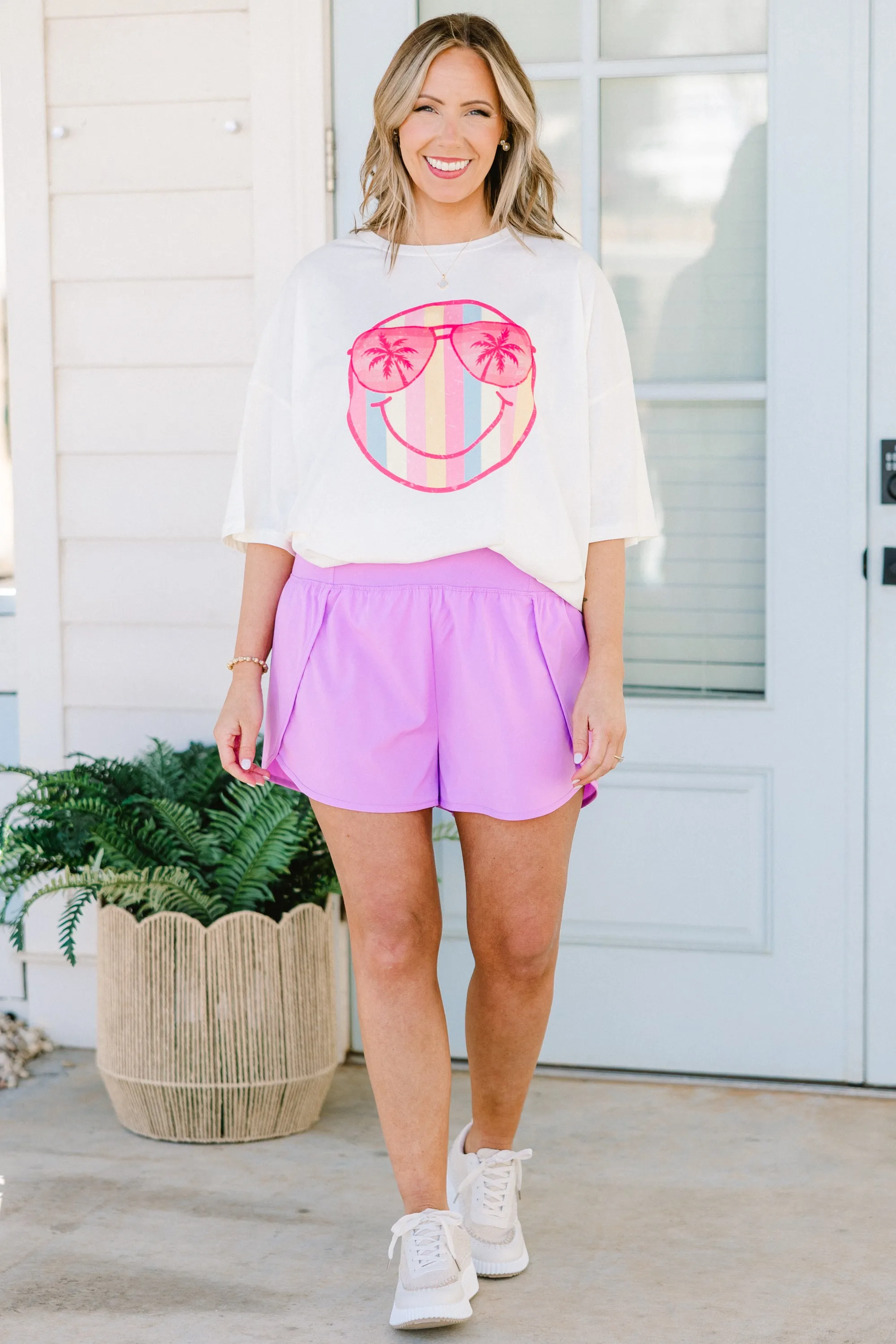 Summer of Stripes Boyfriend Tee, Ivory