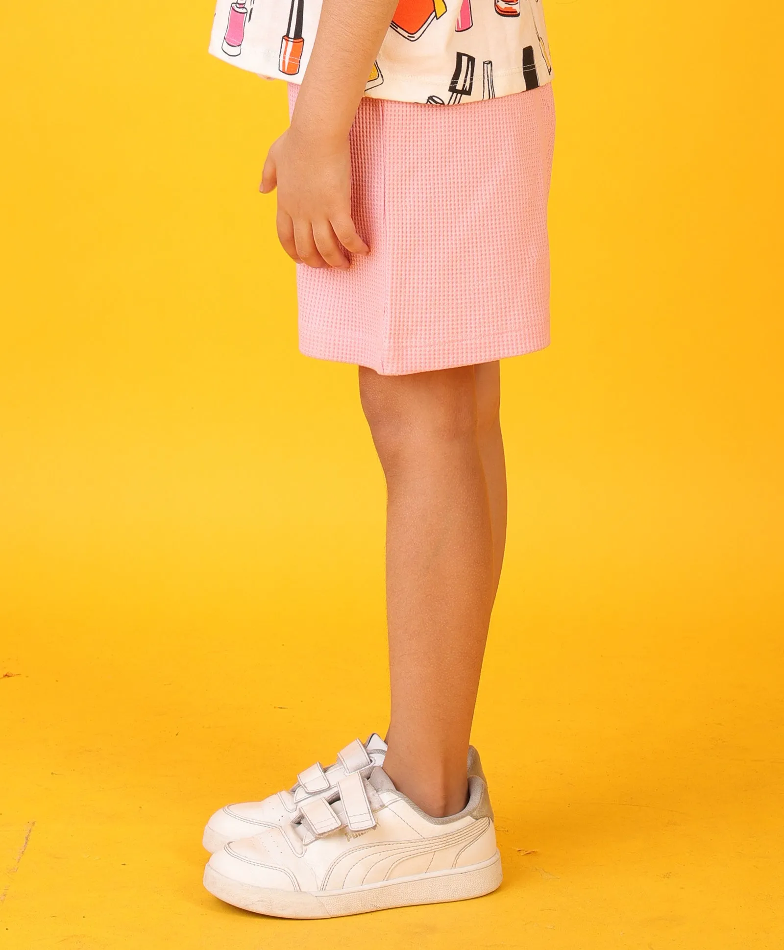 SUMMER PRETTY PINK TEXTURE GIRLS SHORTS - PINK