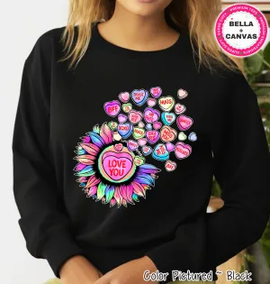 Sunflower Candy Hearts Valentine Tee or Sweatshirt