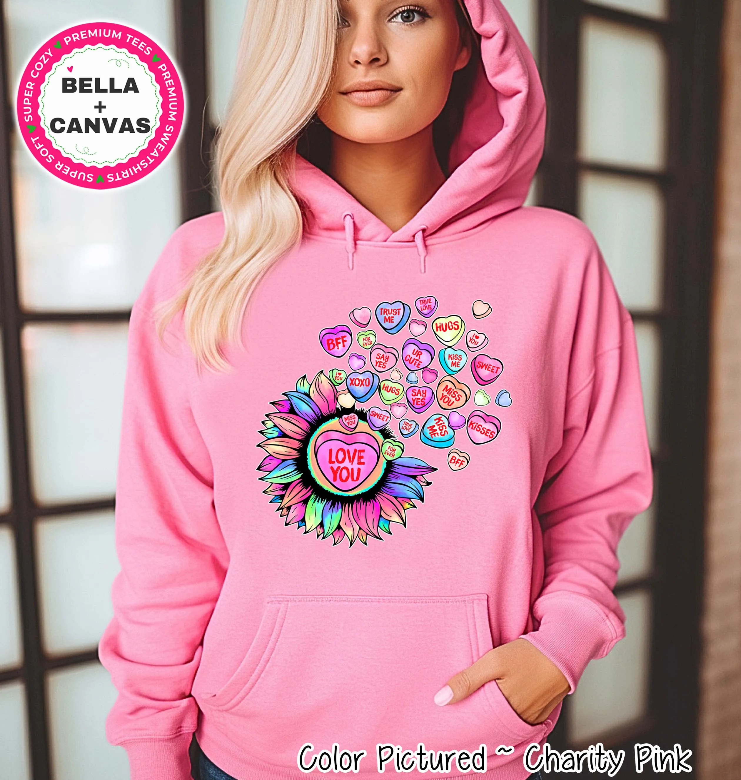 Sunflower Candy Hearts Valentine Tee or Sweatshirt