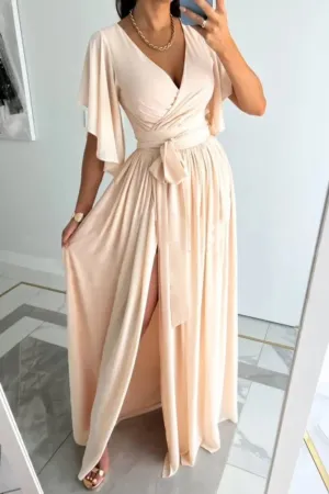 Surplice Flutter Sleeve Maxi Dress