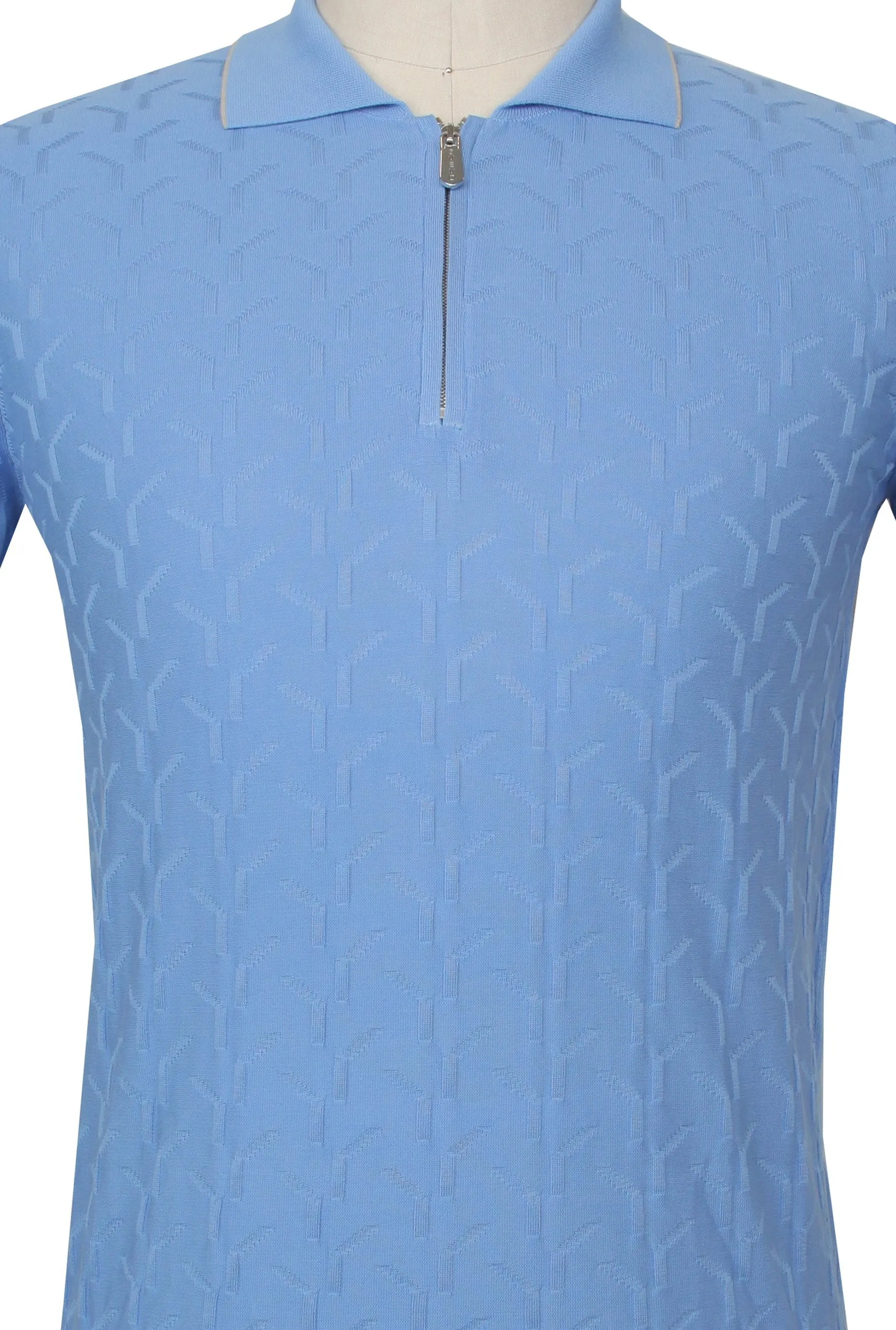 Svevo Parma Blue 1/4 Zip Polo Sweater