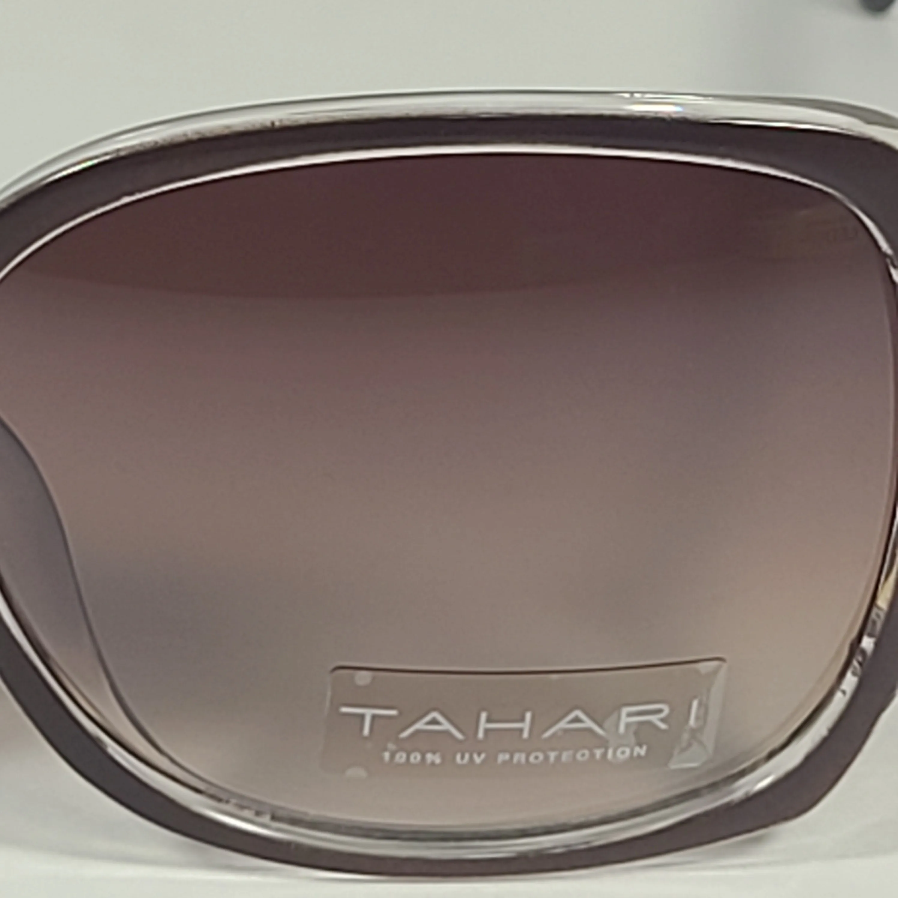Tahari Butterfly Vented Sunglasses Brown Crystal And Gold Frame Brown Gradient Lens TH724 BRN