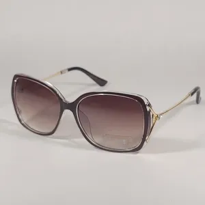 Tahari Butterfly Vented Sunglasses Brown Crystal And Gold Frame Brown Gradient Lens TH724 BRN