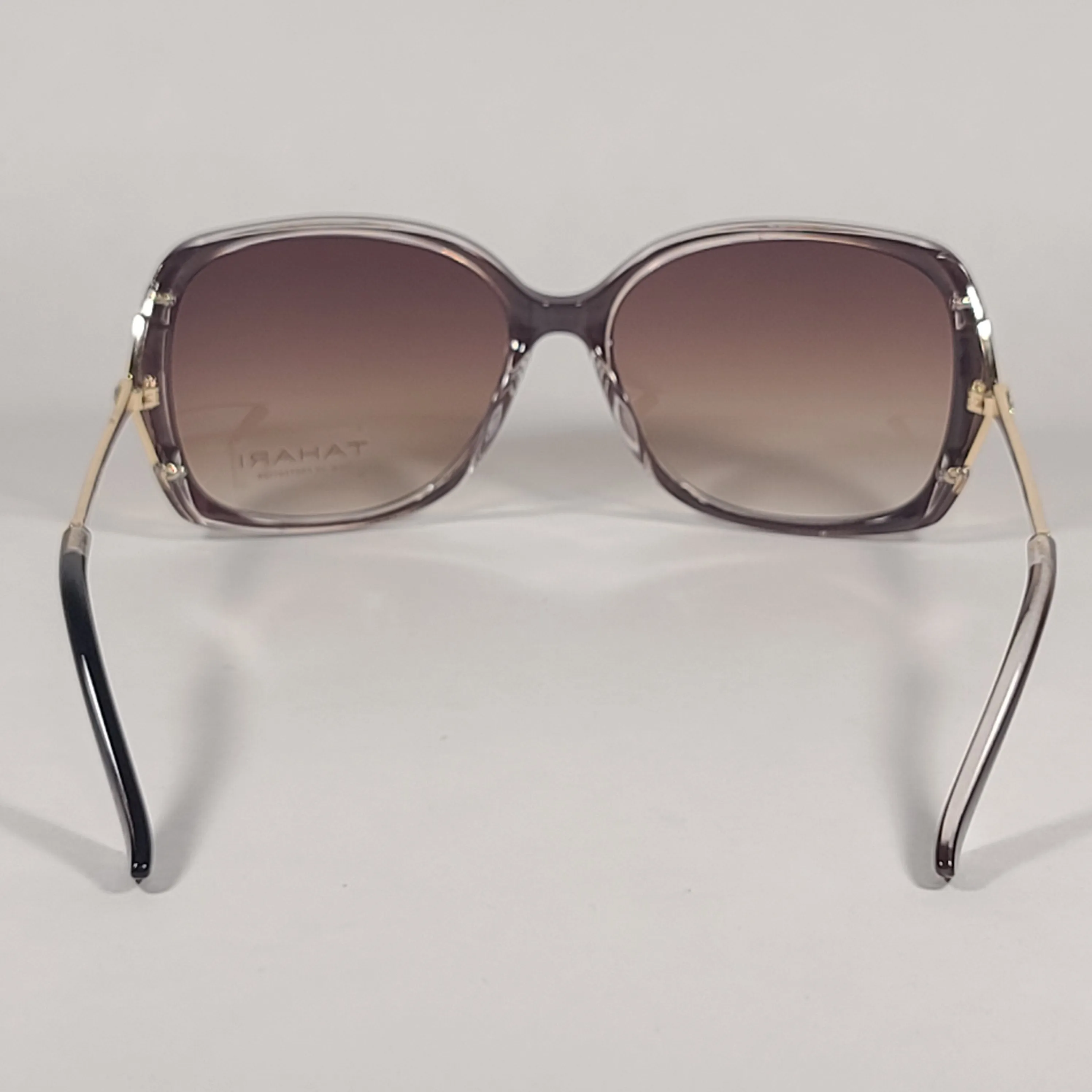 Tahari Butterfly Vented Sunglasses Brown Crystal And Gold Frame Brown Gradient Lens TH724 BRN