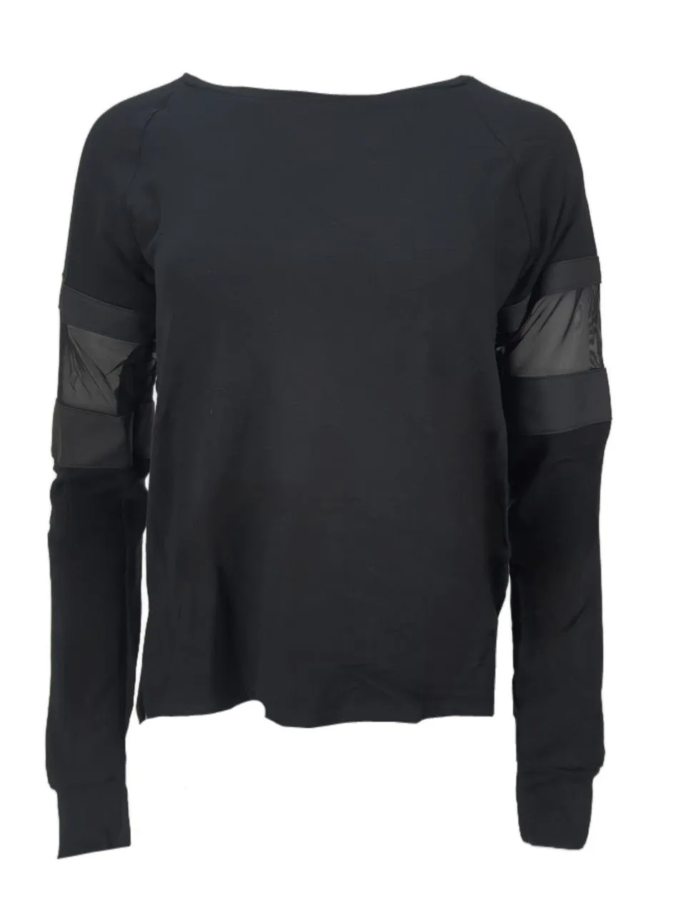 TEREZ Wonen's Black Fishnet French Terry Sweatshirt #22187799 NWT