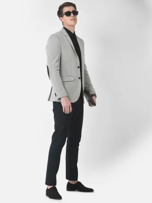 Textured Grey Single-Breasted Blazer