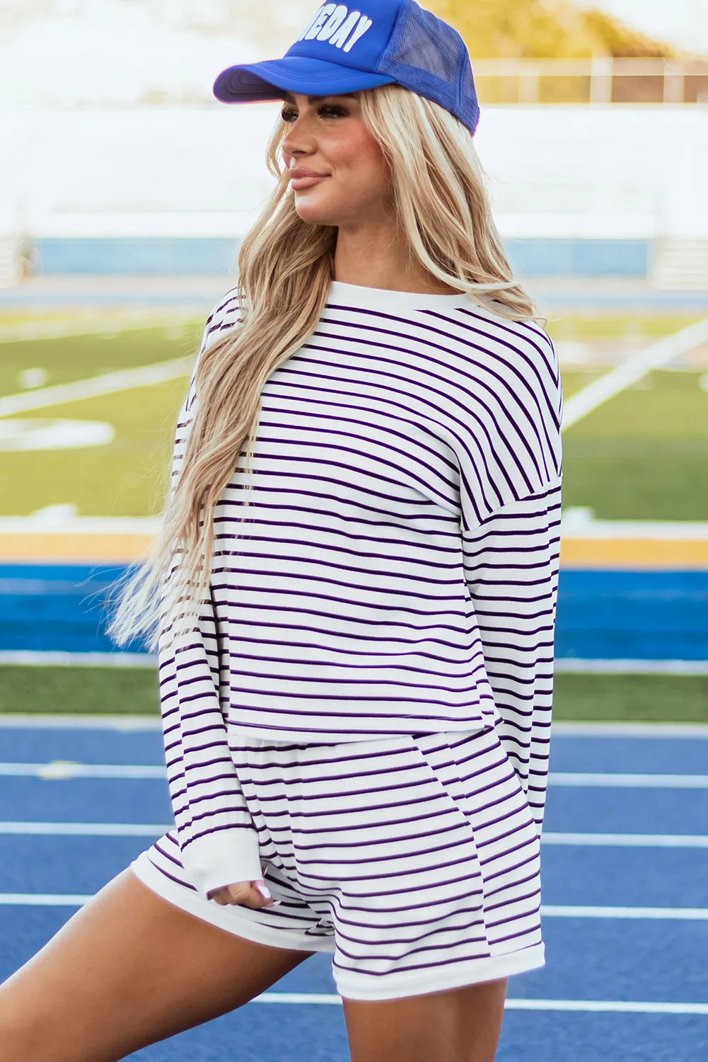 Textured Top and Shorts Set