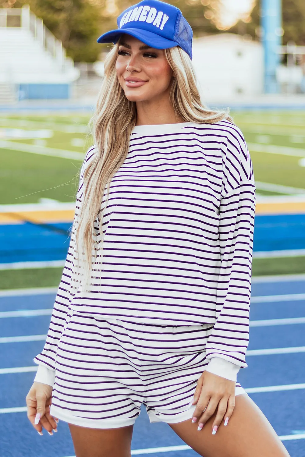 Textured Top and Shorts Set