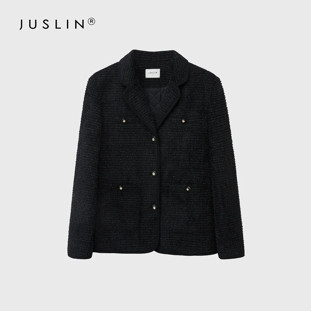 Textured Tweed Blazer and Skirt Set